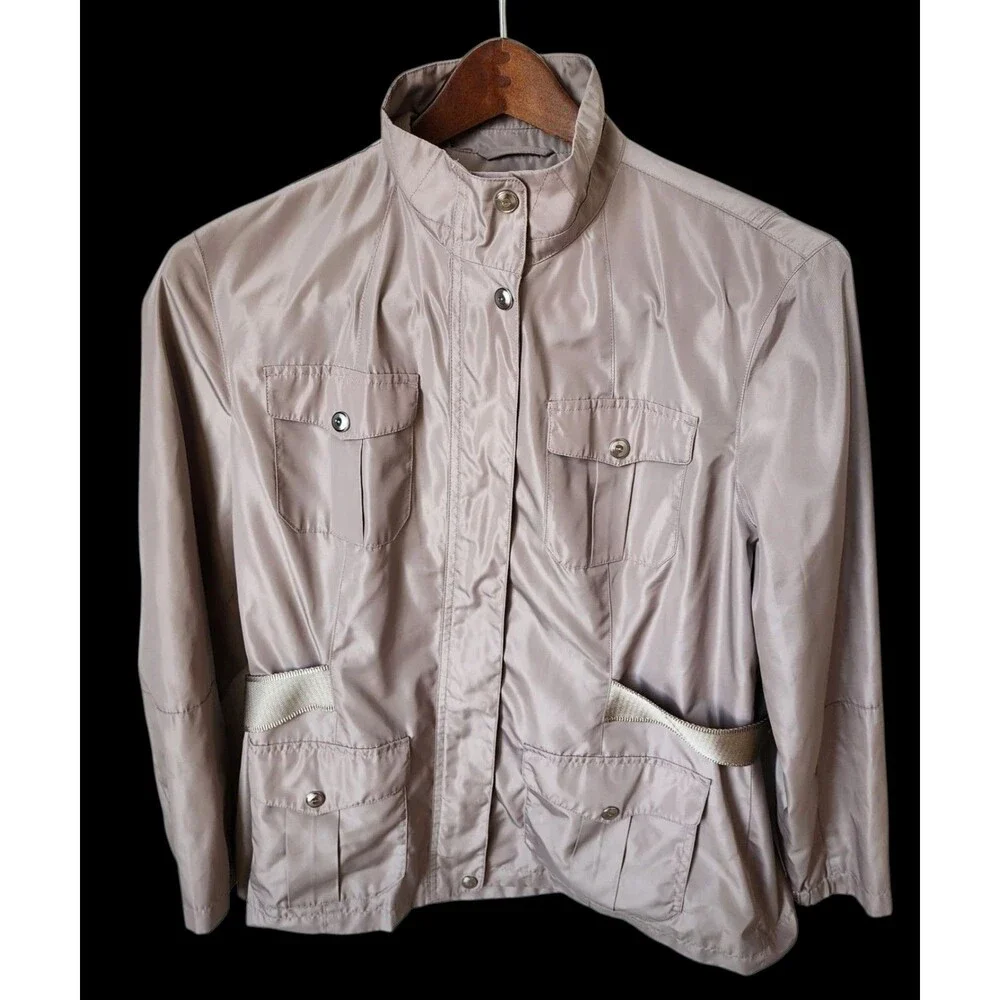 RALPH LAUREN POLO GOLF Women's XL Safari Utility Jacket Tan Beige Full Zip Y2K